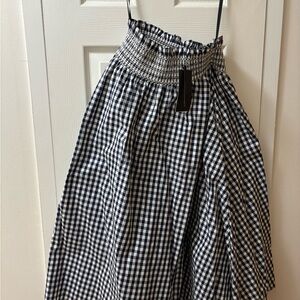 Zara Black and White Midi A-Line Skirt for Work